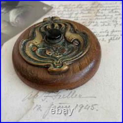 1900, Antique Art Nouveau wall door bell, art decor brass wooden bell Original