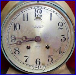 1920 Chelsea Brass Ships Bell Clock with 6 Face Maritime Parts/Repair