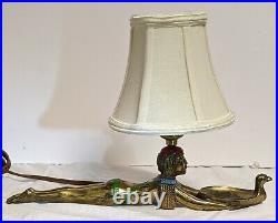 1920s L. V. Aronson Egyptian Revival Incense Burner Lamp Art Deco Prone Goddess