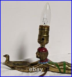 1920s L. V. Aronson Egyptian Revival Incense Burner Lamp Art Deco Prone Goddess