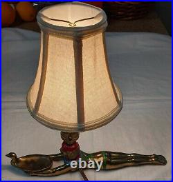 1920s L. V. Aronson Egyptian Revival Incense Burner Lamp Art Deco Prone Goddess