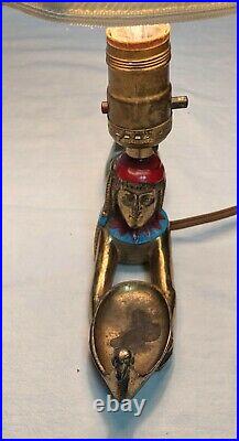 1920s L. V. Aronson Egyptian Revival Incense Burner Lamp Art Deco Prone Goddess