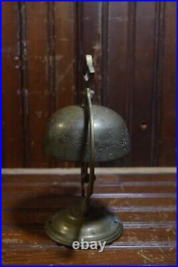 1920s VINTAGE HOTEL FRONT DESK BELLHOP SERVICE BRASS BELL FINGER LEVER RINGER192