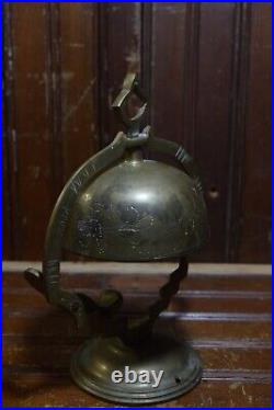 1920s VINTAGE HOTEL FRONT DESK BELLHOP SERVICE BRASS BELL FINGER LEVER RINGER192