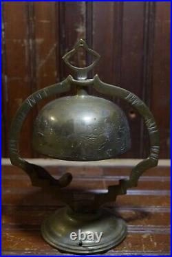 1920s VINTAGE HOTEL FRONT DESK BELLHOP SERVICE BRASS BELL FINGER LEVER RINGER192