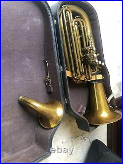 1921 Beuscher 5 Valve Double Bell Euphonium Baritone- Original Antique
