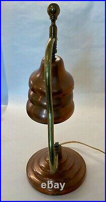 1930s Art Deco Machine Age Table Lamp Brass & Copper Tiered Shade Rewired