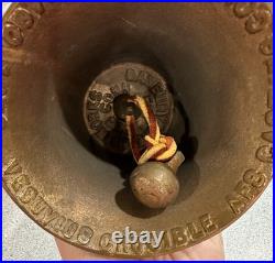 1976 Bicentennial DANBURY BRASS WORKS Large Handheld School Bell Wood Handle 9