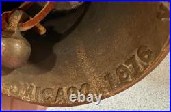 1976 Bicentennial DANBURY BRASS WORKS Large Handheld School Bell Wood Handle 9