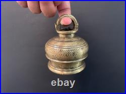 19c Vintage Rare Handmade Unique Domb Shape Heavy Bronze Bell With Good Sound