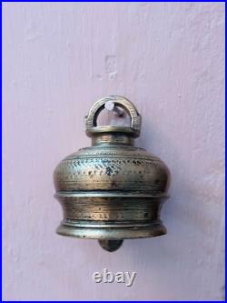 19c Vintage Rare Handmade Unique Domb Shape Heavy Bronze Bell With Good Sound