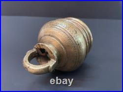 19c Vintage Rare Handmade Unique Domb Shape Heavy Bronze Bell With Good Sound