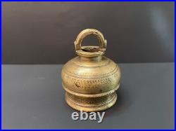 19c Vintage Rare Handmade Unique Domb Shape Heavy Bronze Bell With Good Sound