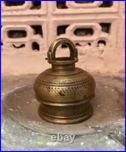19c Vintage Rare Handmade Unique Domb Shape Heavy Bronze Bell With Good Sound