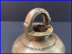 19c Vintage Rare Handmade Unique Domb Shape Heavy Bronze Bell With Good Sound