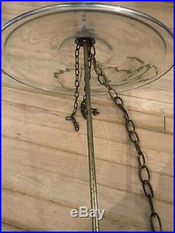 19th Century Hand Blown and Etched Bell Jar, Brass Hardware, Antique, Original