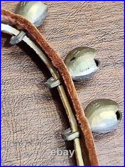 20 Antique Brass Graduated Sleigh Bells on Leather Belt