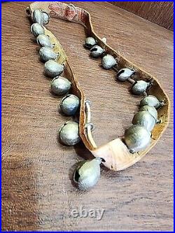 20 Antique Brass Graduated Sleigh Bells on Leather Belt