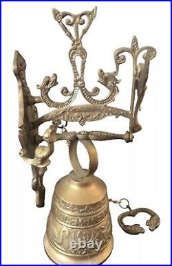 20th Century Gothic Brass Bell Monastery Angel Wall Hanging Church Religious VTG