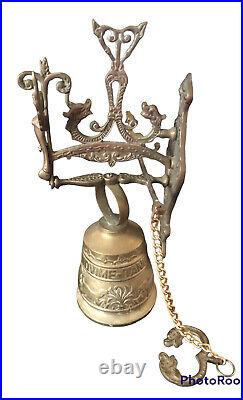 20th Century Gothic Brass Bell Monastery Angel Wall Hanging Church Religious VTG