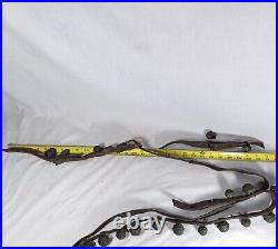 21 Antique Brass Petal Crotal Sleigh Bells On A Poor Leather Horse Belt Strap