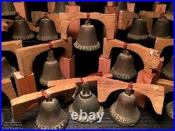 21 BRONZE FORBES MISSION BELLS, Vtg Old Brass Antique California Church Souvenir