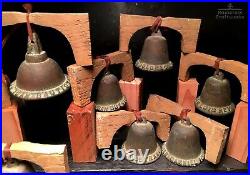 21 BRONZE FORBES MISSION BELLS, Vtg Old Brass Antique California Church Souvenir