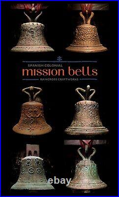 21 BRONZE FORBES MISSION BELLS, Vtg Old Brass Antique California Church Souvenir