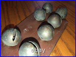 21 Vintage / Antique Brass Sleigh Bells On Wide Leather Strap