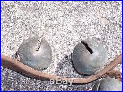 22 Antique Brass Sleigh Bells on Leather Strap
