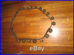 24 Antique Brass Graduated Sleigh Bells Up To Size 7 Very Heavy On Leather Strap