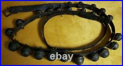 26 Brass Sleigh Bells Antique 89 Strap Harness Jingle Leather Graduated Buckle