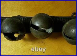 26 Brass Sleigh Bells Antique 89 Strap Harness Jingle Leather Graduated Buckle