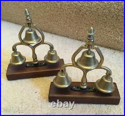 2 Decorative Antique Brass 3 Bell Swingers Terret Heavy Horse Harness Trio Wood