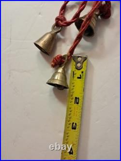 2 Vintage Brass Bells on Twisted Red Rope Various Shapes Christmas Sarna India