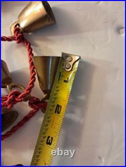 2 Vintage Brass Bells on Twisted Red Rope Various Shapes Christmas Sarna India