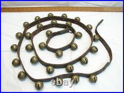 30 Brass/Bronze Sleigh Neck Bells Equestrian Horse Musical Jingle Leather Belt A