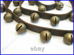 30 Brass/Bronze Sleigh Neck Bells Equestrian Horse Musical Jingle Leather Belt A