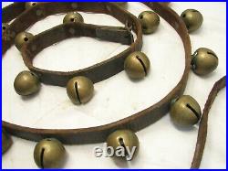 30 Brass/Bronze Sleigh Neck Bells Equestrian Horse Musical Jingle Leather Belt A