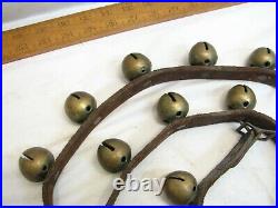30 Brass/Bronze Sleigh Neck Bells Equestrian Horse Musical Jingle Leather Belt A