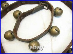 30 Brass/Bronze Sleigh Neck Bells Equestrian Horse Musical Jingle Leather Belt A