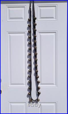 30 Brass Sleigh Bells 1¼ On 90 Genuine Leather Strap Buckle Horse Jingle Bells