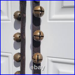 30 Brass Sleigh Bells 1¼ On 90 Genuine Leather Strap Buckle Horse Jingle Bells