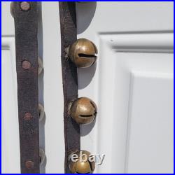 30 Brass Sleigh Bells 1¼ On 90 Genuine Leather Strap Buckle Horse Jingle Bells