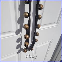 30 Brass Sleigh Bells 1¼ On 90 Genuine Leather Strap Buckle Horse Jingle Bells