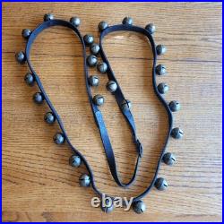 30 Brass Sleigh Bells 1¼ On 90 Genuine Leather Strap Buckle Horse Jingle Bells
