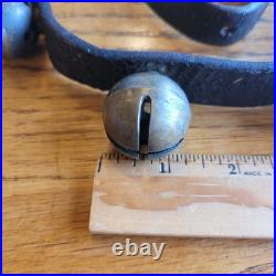 30 Brass Sleigh Bells 1¼ On 90 Genuine Leather Strap Buckle Horse Jingle Bells
