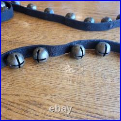 30 Brass Sleigh Bells 1¼ On 90 Genuine Leather Strap Buckle Horse Jingle Bells