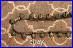 32 Brass Antique Sleigh Bells Jingle Bells on 82 Leather Strap with Great Sound