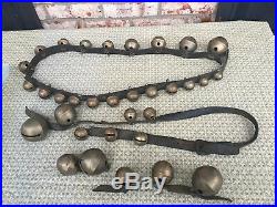 33 Antique 19th Century Hb Brass Sleigh Bells Sounds Great